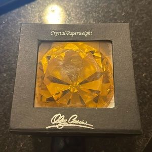 Oleg Cassini yellow crystal paperweight